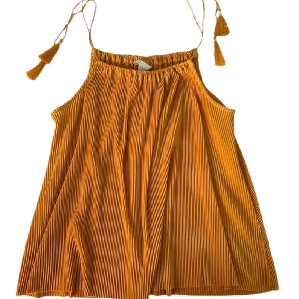 h&m mustard yellow flowy top with straps
